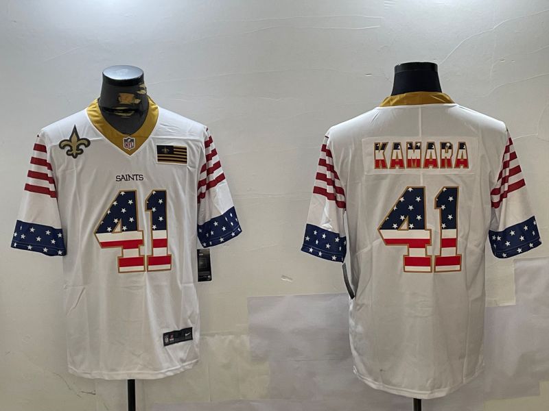 Men New Orleans Saints #41 Kamara White National Flag 2024 Nike Limited NFL Jersey style 4
